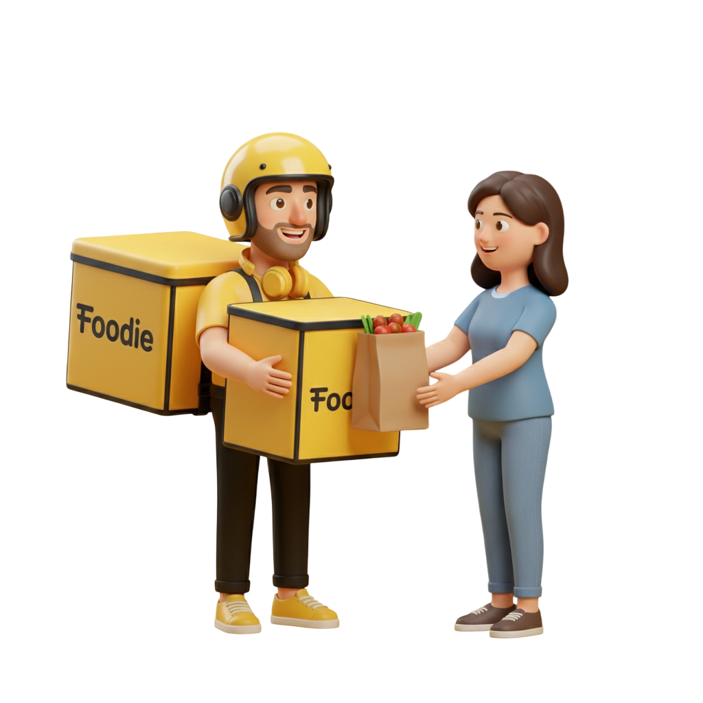 Delivery partner handing over food